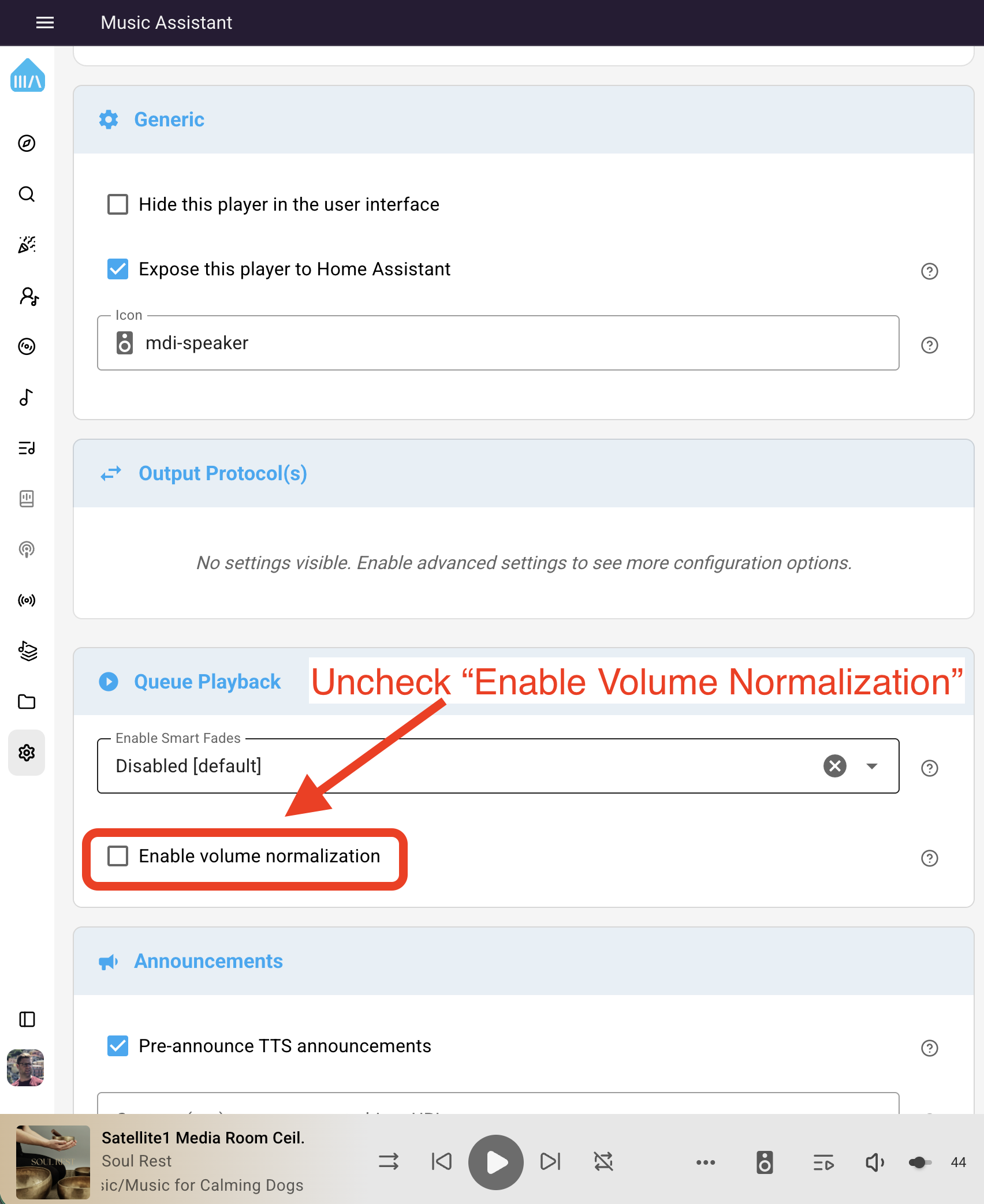 Disable Volume Normalization
