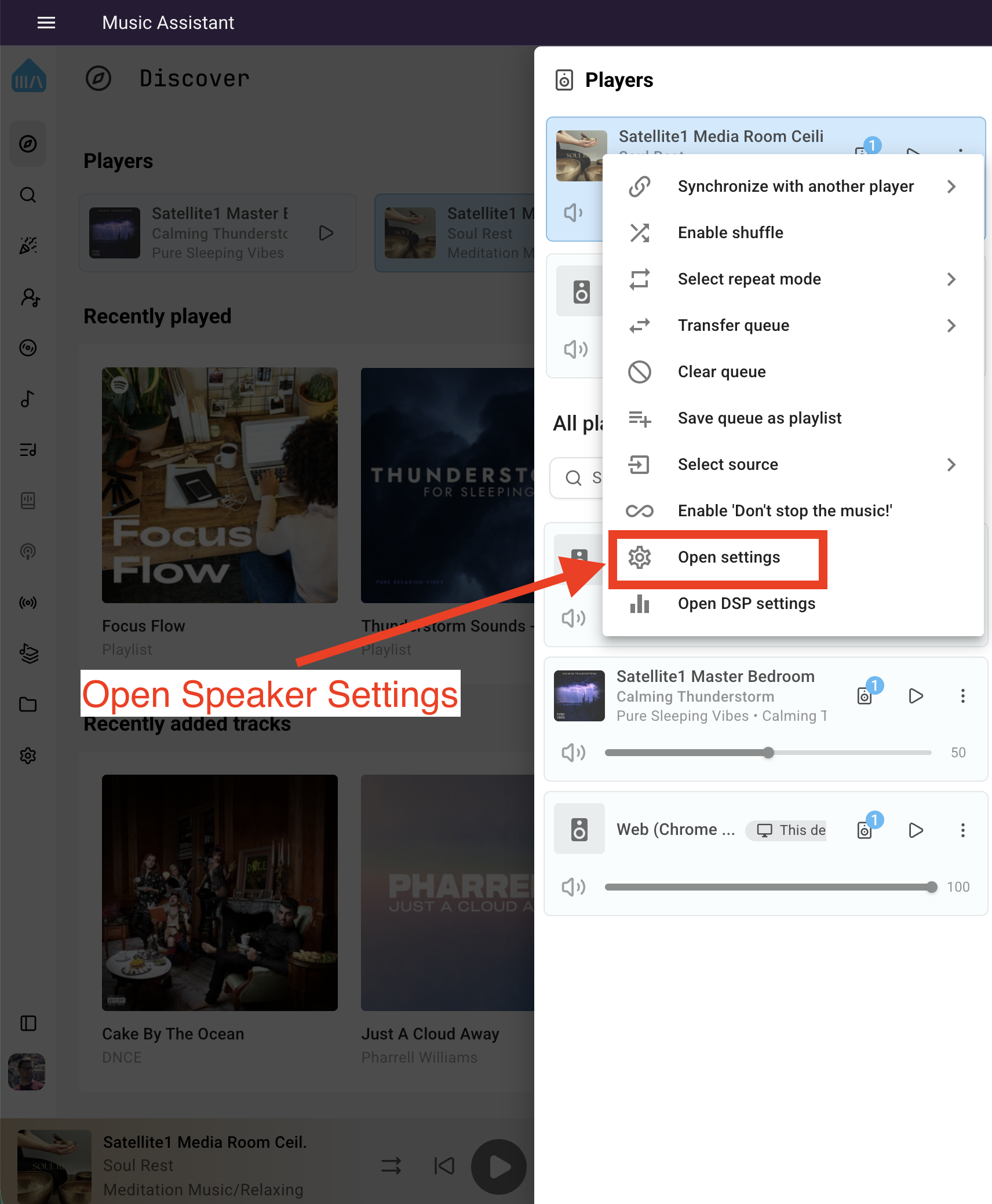 Open Speaker Settings